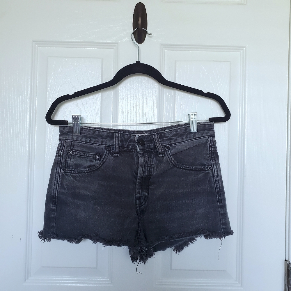Free People Women's Black Washed Denim Jean Shorts